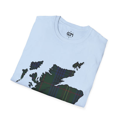 Scotland Tartan Map Softstyle Unisex T-Shirt, Kennedy Tartan, Various Colours