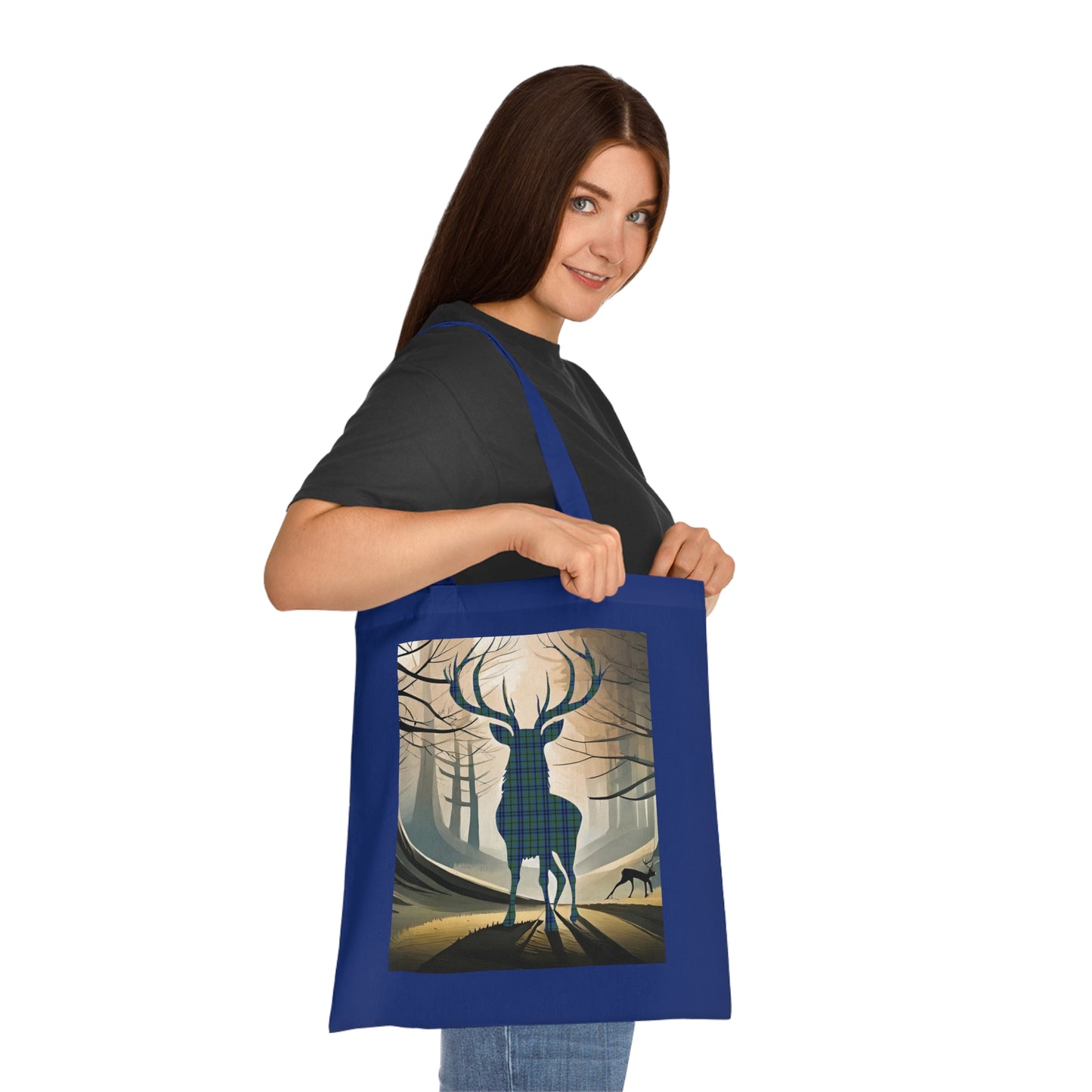 Reversible Scotland Tartan Stag Cotton Tote Bag - Keith Tartan