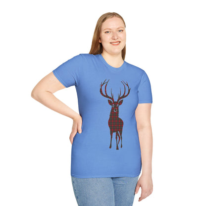 Tartan Stag Softstyle T-Shirt - MacGregor Tartan, Unisex Tee, Scottish Scenery, Various Colours