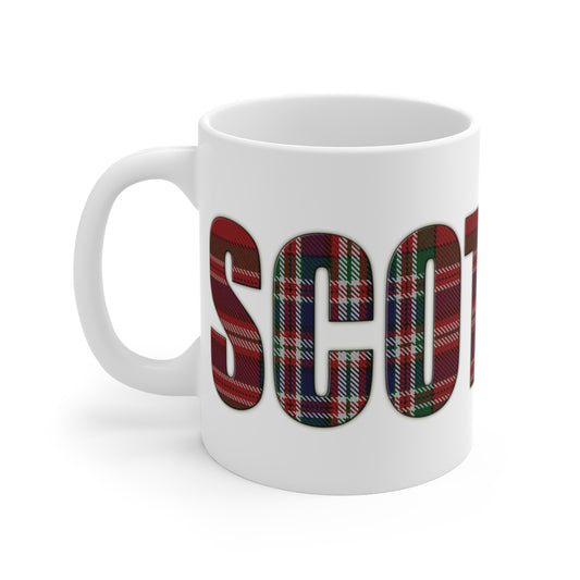 Scotland Lettering Tartan Mug 11oz, MacFarlane Tartan