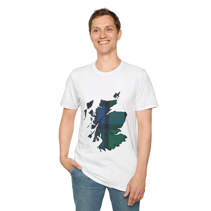 Scotland Tartan Map Softstyle Unisex T-Shirt - Flower of Scotland Tartan Tee