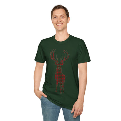 Tartan Stag Softstyle T-Shirt - MacGregor Tartan, Unisex Tee, Scottish Scenery, Various Colours