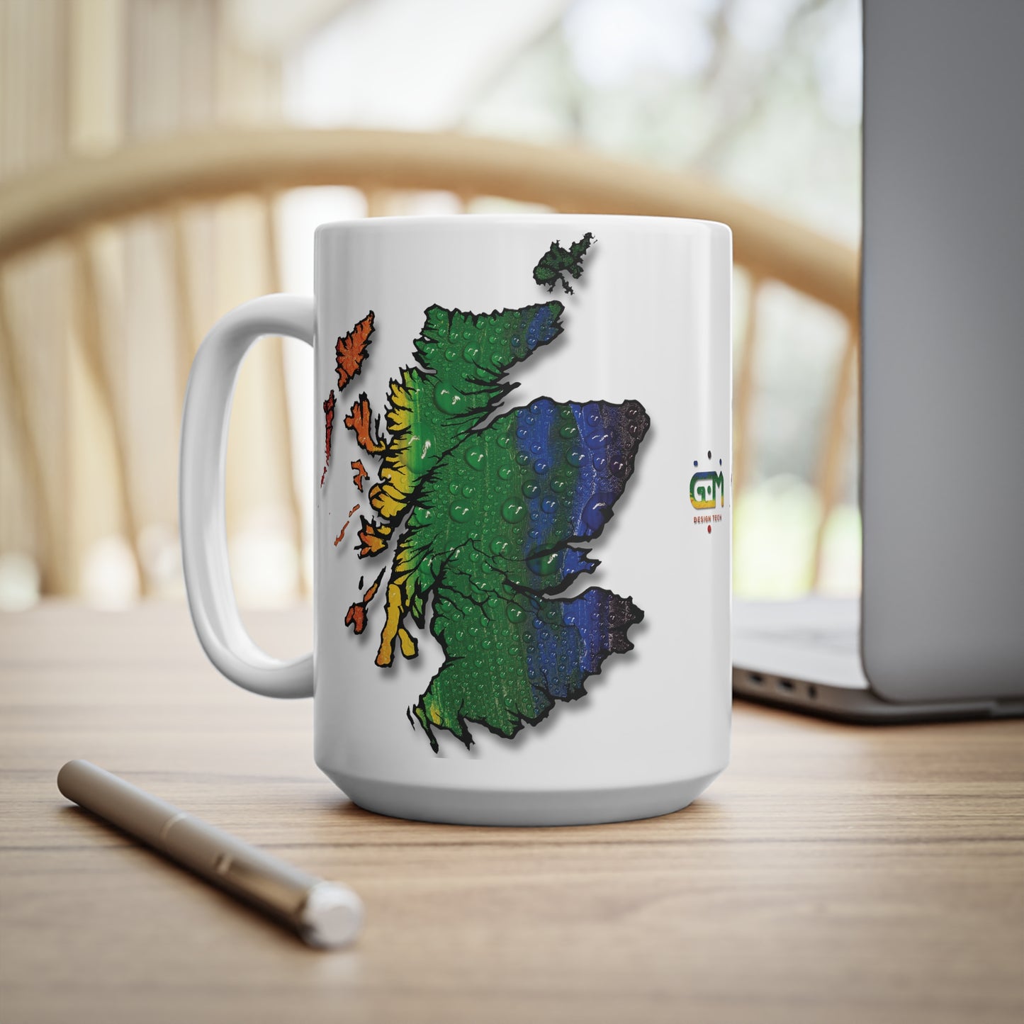 Scotland Map Pride Rain Mug, White