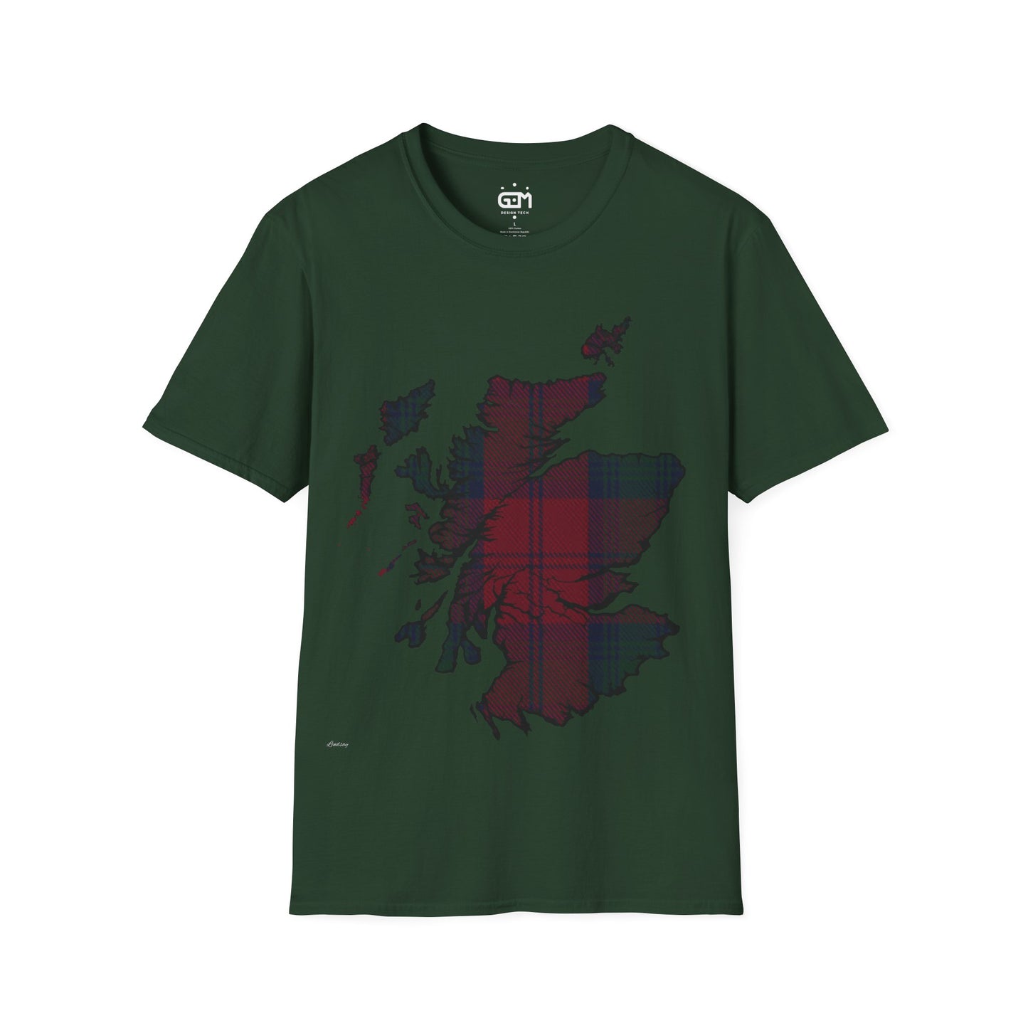 Scotland Tartan Map Softstyle Unisex T-Shirt, Lindsay Tartan, Various Colours