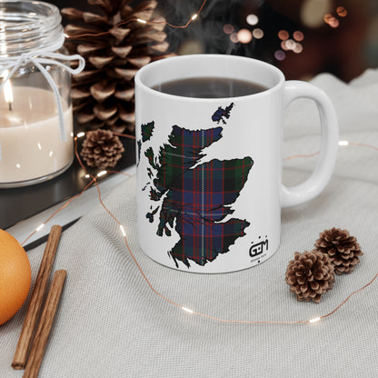 Rankin Tartan Scotland Map Mug, Coffee Cup, Tea Cup, Scotland, White