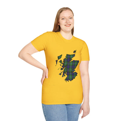 Scotland Tartan Map Softstyle Unisex T-Shirt - Douglas Tartan Tee