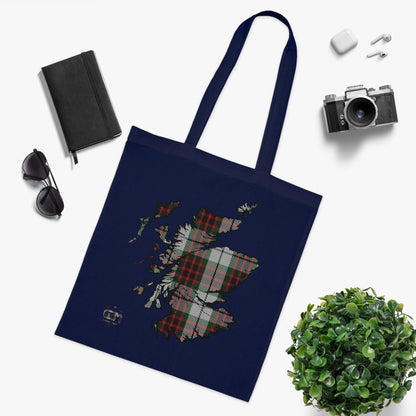 Reversible Scotland Tartan Map Cotton Tote Bag - Fraser Tartan