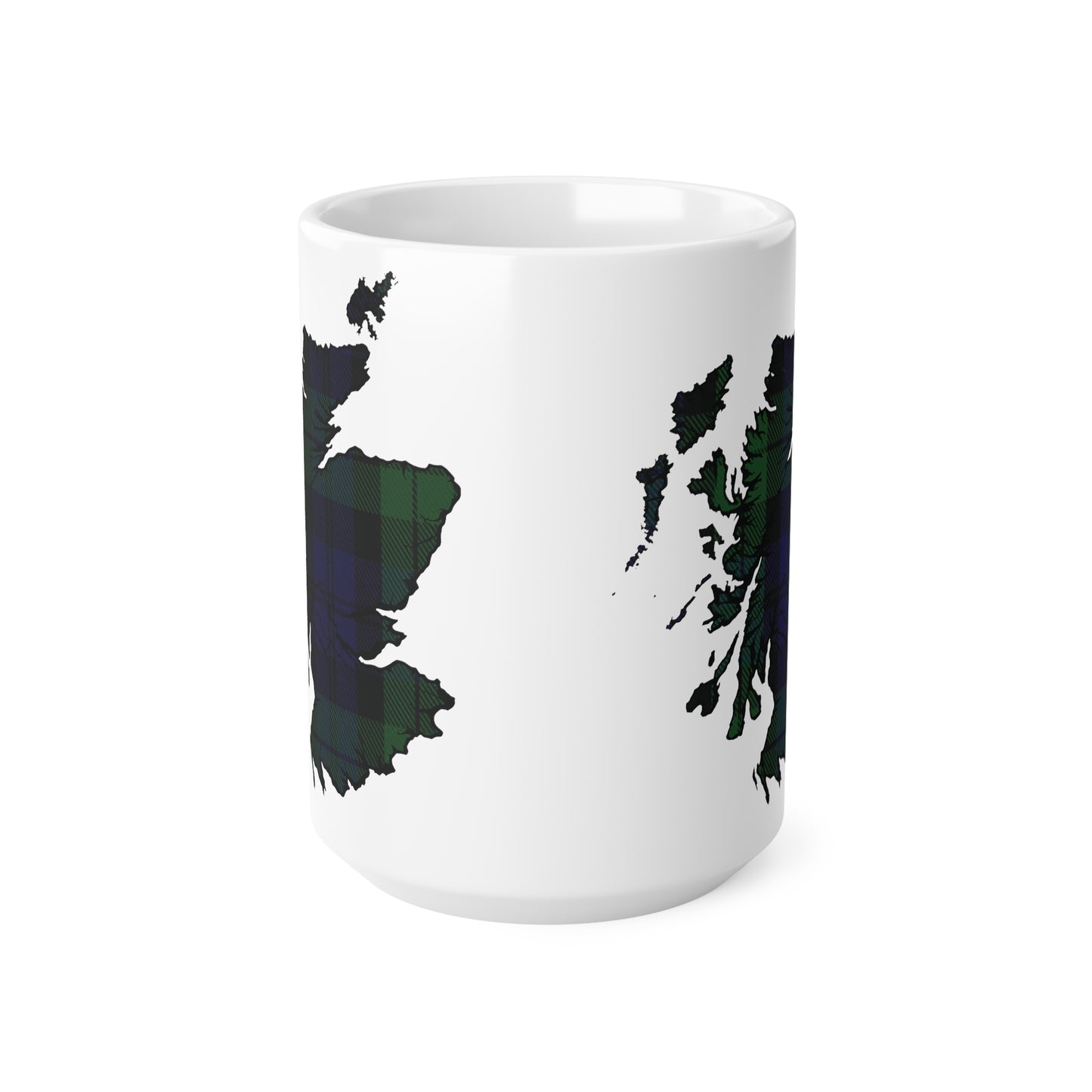 Black Watch Tartan Scotland Map Mug, Coffee Cup, Tea Cup, Scotland, White