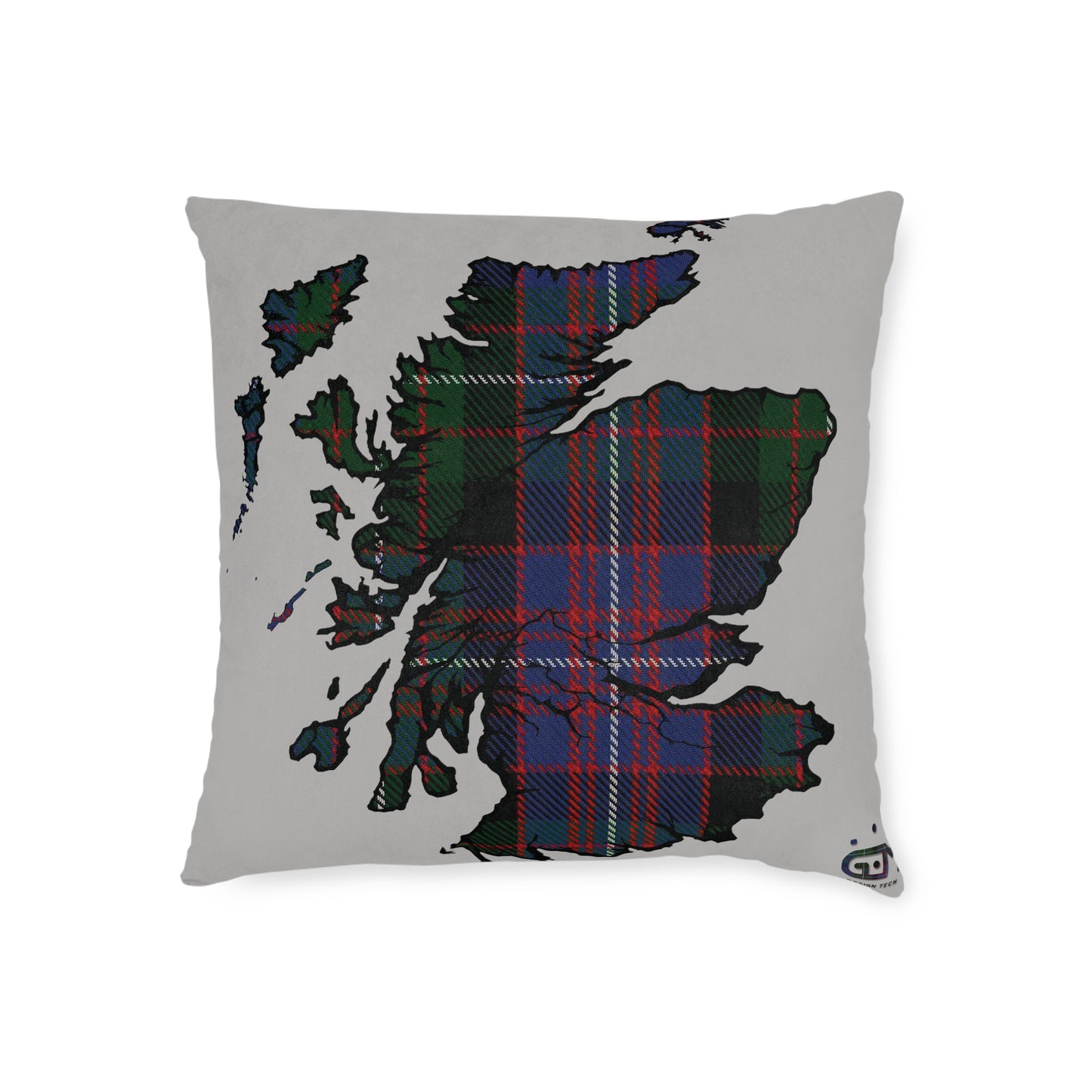 Reversible Square Cushion : Stag / Scotland Map - Rankin Tartan, Various Sizes