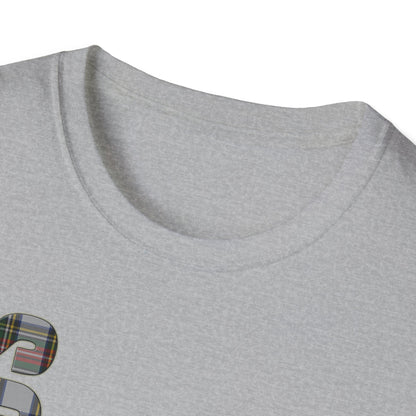 Tartan Scotland Lettering Softstyle Unisex T-Shirt, Stewart Dress Tartan Tee