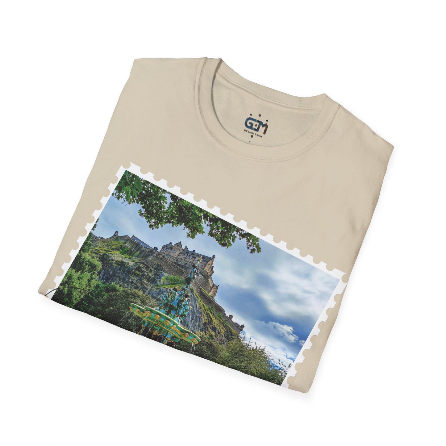 Postcard Ross Fountain & Edinburgh Castle Photo Softstyle T-Shirt, Unisex Tee, Scotland Shirt, Various Colours