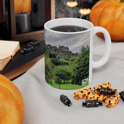 Princes Street Gardens & Edinburgh Castle Photo Mug, Coffee Cup, Tea Cup, Scotland, White