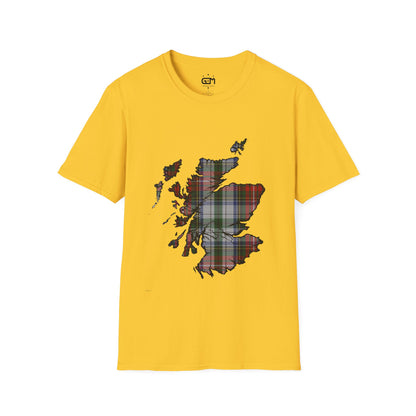 Scotland Tartan Map Softstyle Unisex T-Shirt - Stewart Tartan Tee