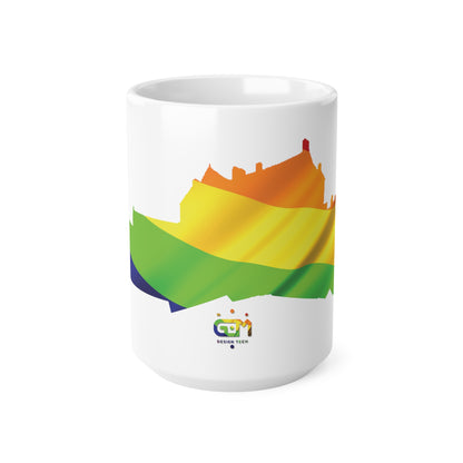 Edinburgh Castle Pride Flag Art Mug, White