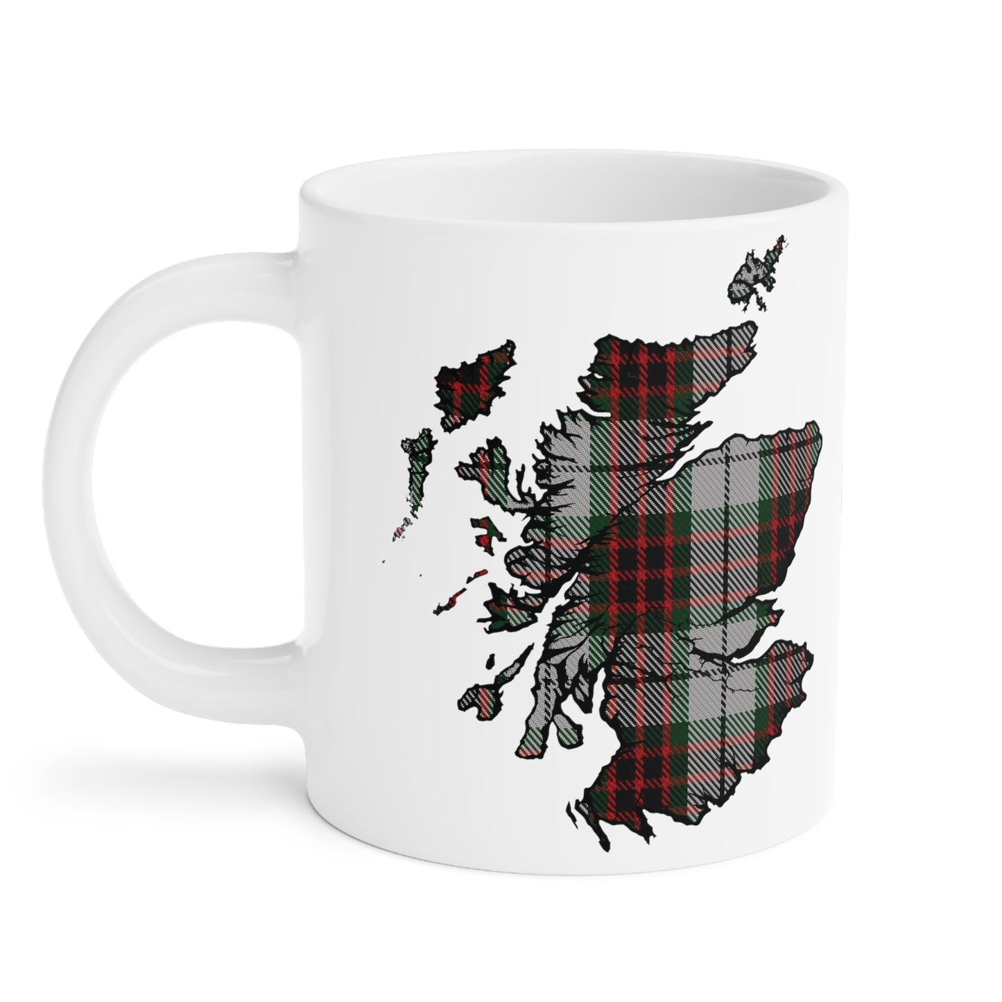 Scotland Tartan Map Mug - Fraser Tartan, Various Sizes