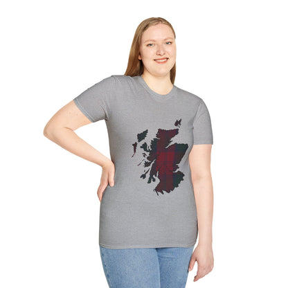 Scotland Tartan Map Softstyle Unisex T-Shirt - Lindsay Tartan Tee