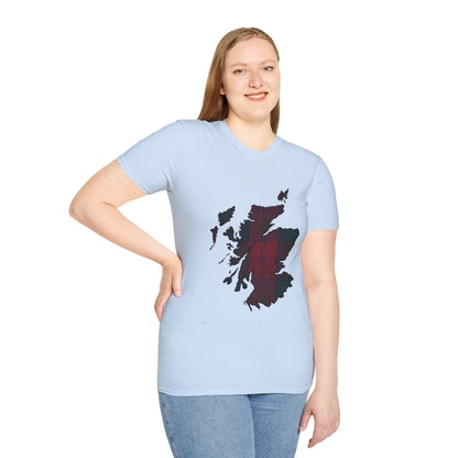 Scotland Tartan Map Softstyle Unisex T-Shirt - Lindsay Tartan Tee