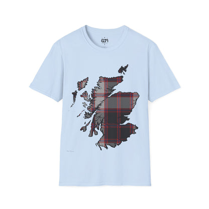 Scotland Tartan Map Softstyle Unisex T-Shirt, MacPherson Tartan, Various Colours