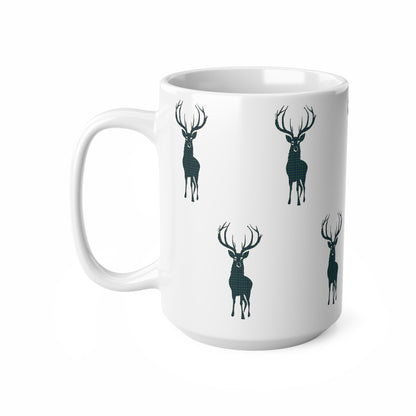 Tartan Stag Mug - Douglas Tartan, Coffee Cup, Tea Cup, Scotland, White