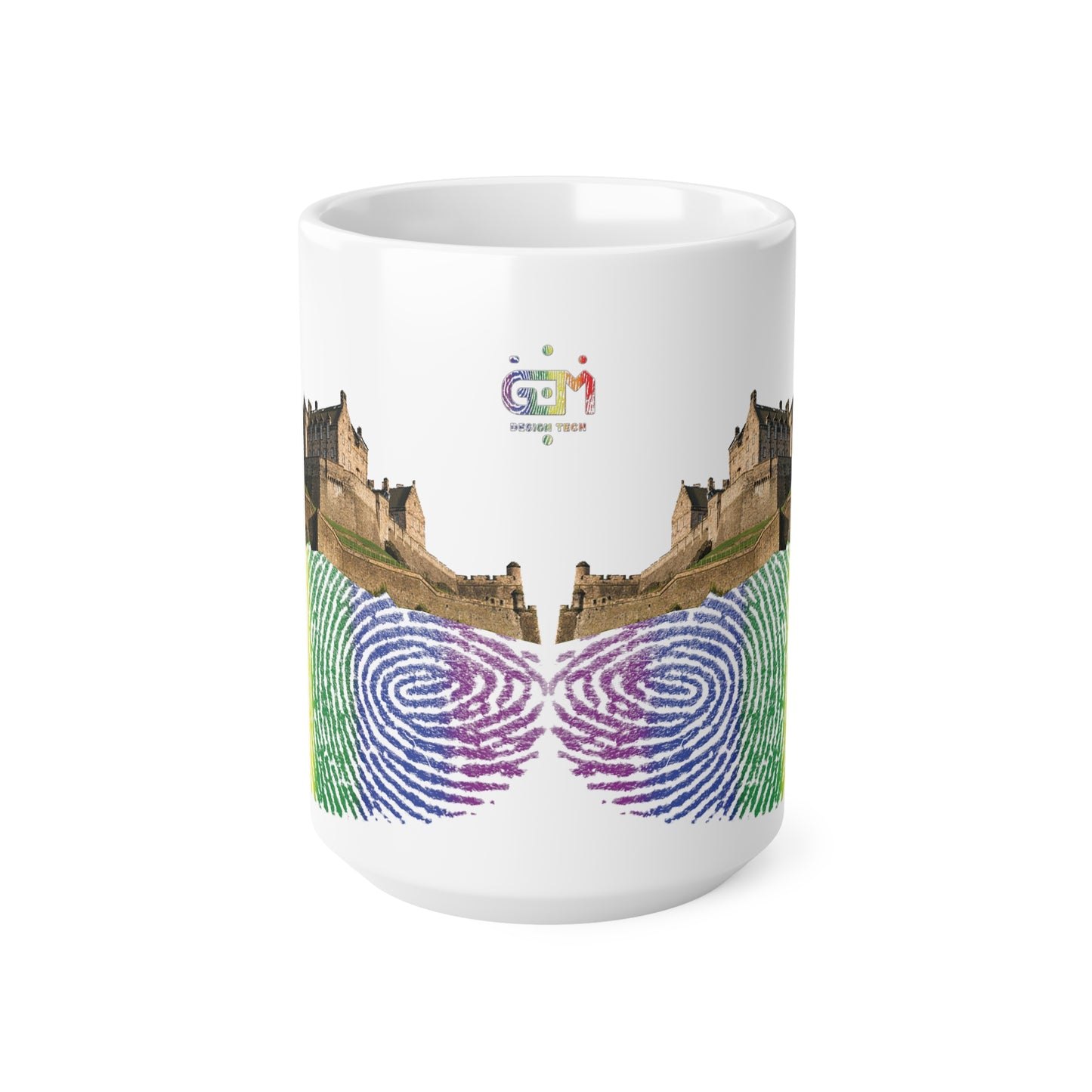 Pride Fingerprint Rock Edinburgh Castle Photo Mug, White