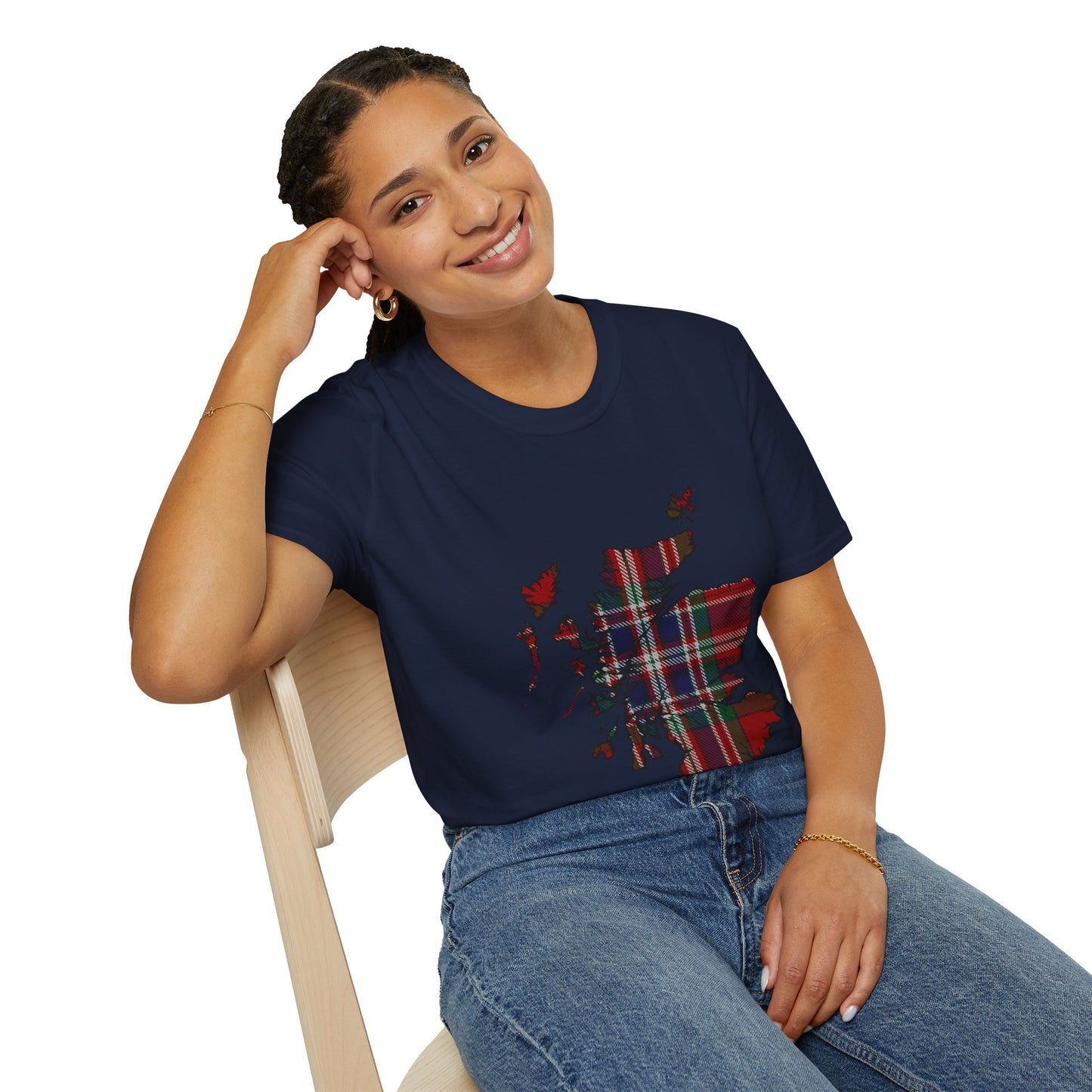 Scotland Tartan Map Softstyle Unisex T-Shirt - MacFarlane Tartan Tee