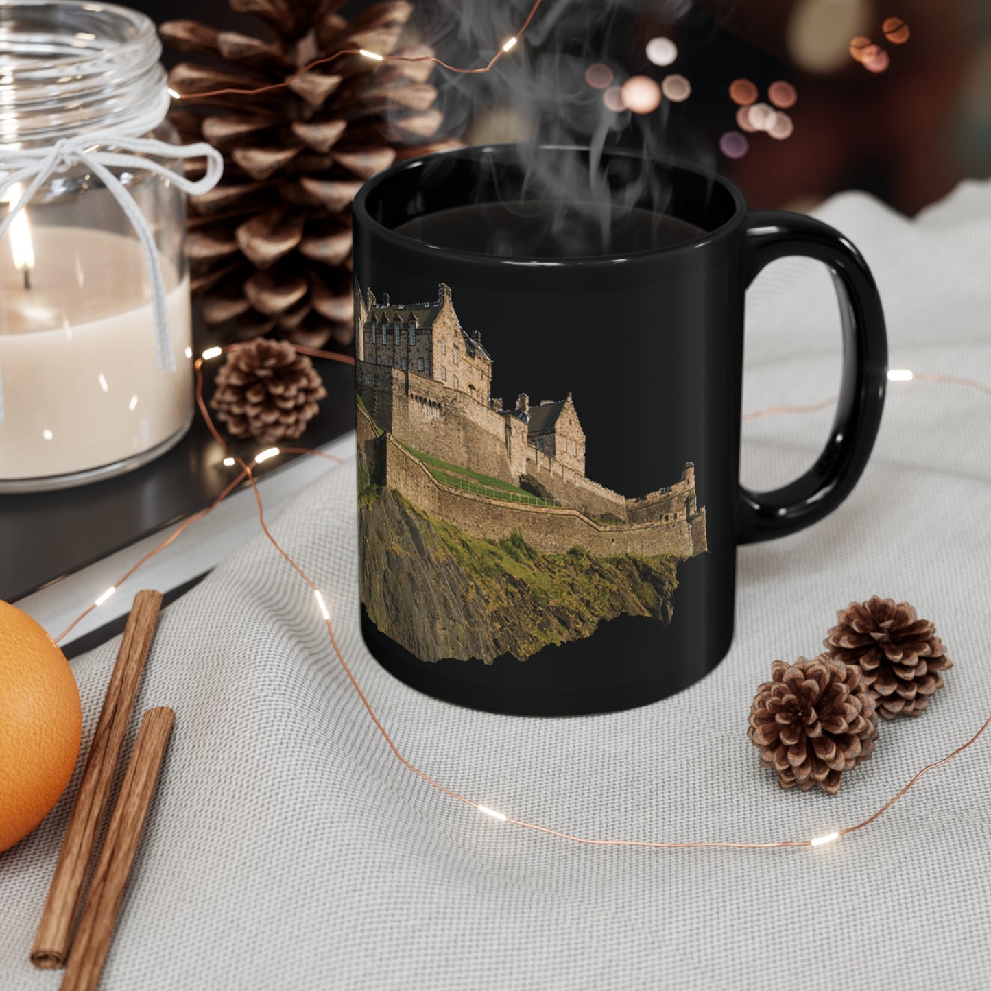 Edinburgh Castle on the Rock Photo Mug, Black