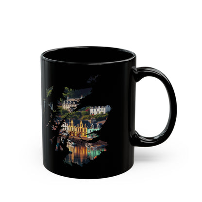 Portree Isle of Skye Scotland Map Mug, Coffee Cup, Tea Cup, Scottish Art, Scottish Nature, Scottish Landmarks, Black