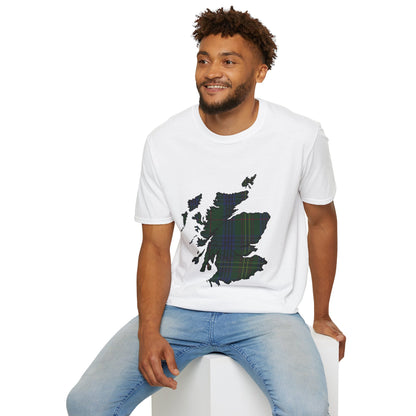 Scotland Tartan Map Softstyle Unisex T-Shirt - Kennedy Tartan Tee