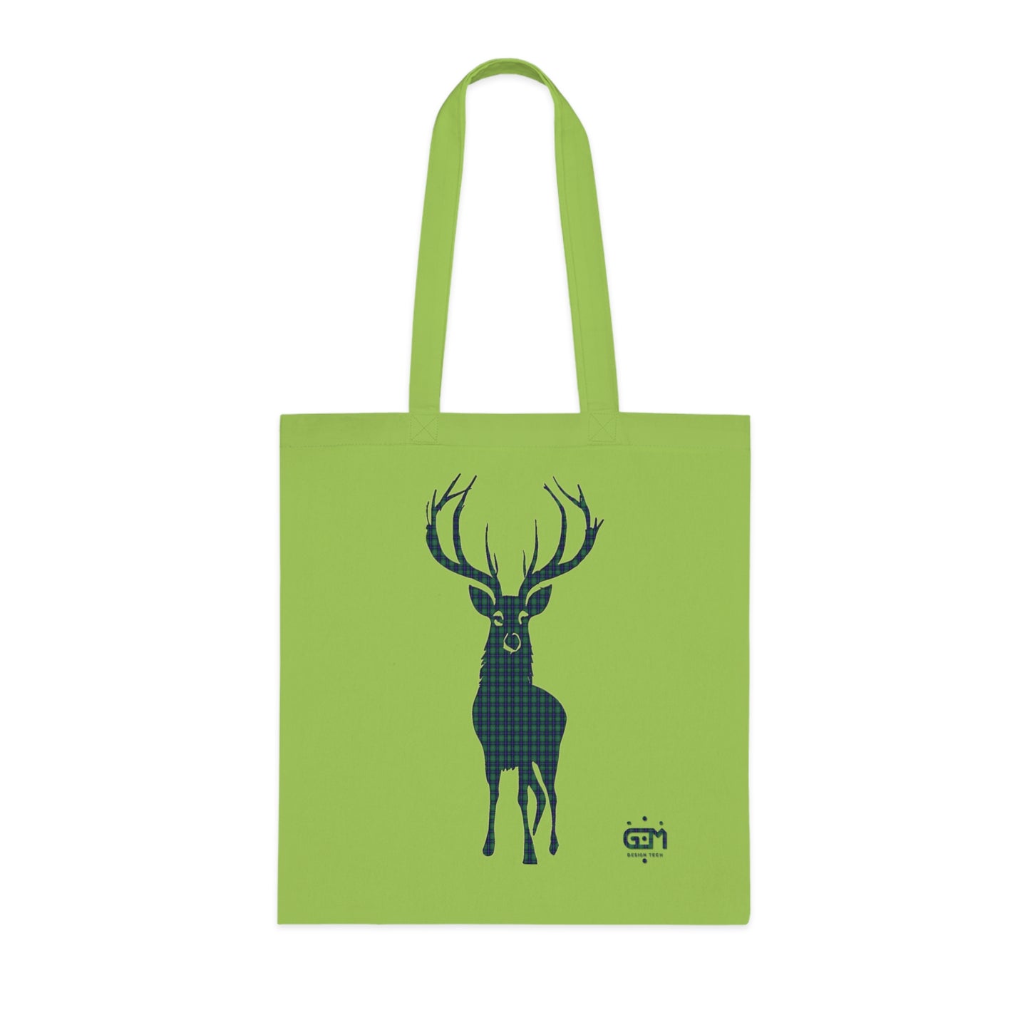 Reversible Scotland Tartan Stag Cotton Tote Bag - Douglas Tartan