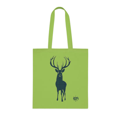 Reversible Scotland Tartan Stag Cotton Tote Bag - Douglas Tartan