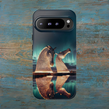 Kelpies Northern Lights Art Variant Phone Case, Scotland, Google