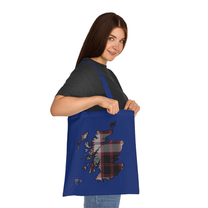 Reversible Scotland Tartan Map Cotton Tote Bag - MacPherson Tartan