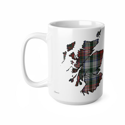 Stewart Tartan Scotland Map Mug, Coffee Cup, Tea Cup, Scotland, White