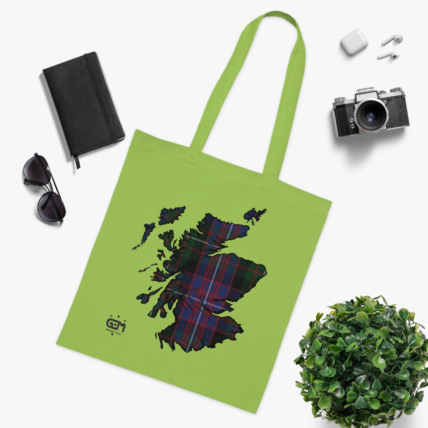 Reversible Scotland Tartan Map Cotton Tote Bag - Rankin Tartan