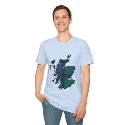 Scotland Tartan Map Softstyle Unisex T-Shirt - Flower of Scotland Tartan Tee