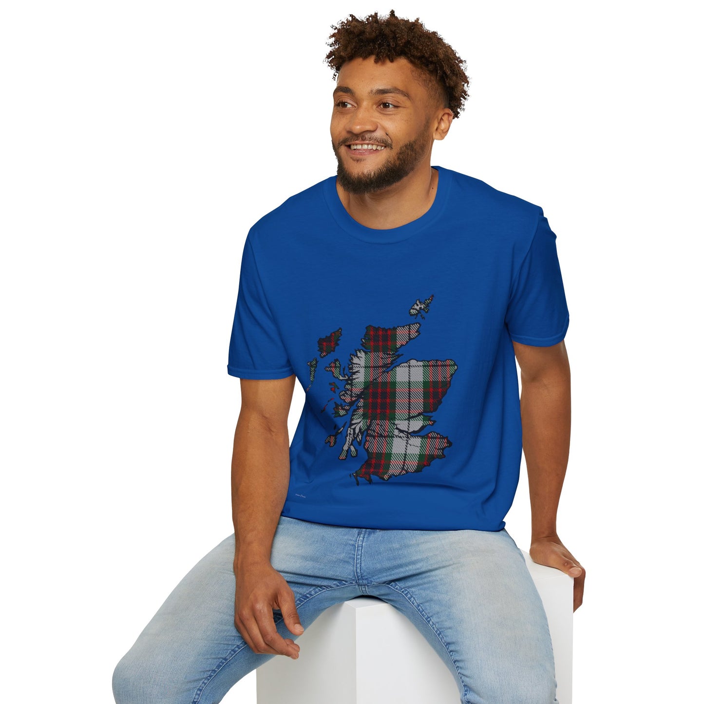 Scotland Tartan Map Softstyle Unisex T-Shirt - Fraser Dress Tartan Tee