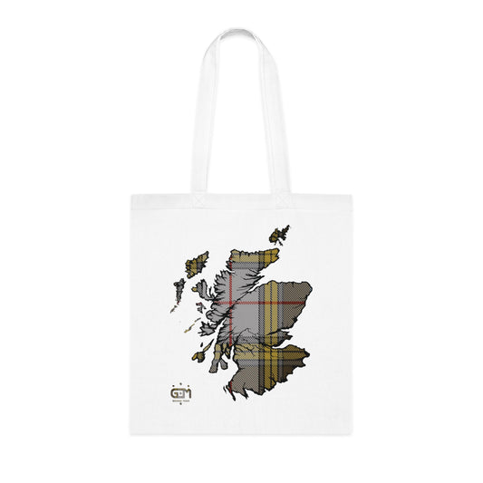 Reversible Scotland Tartan Map Cotton Tote Bag - Buchanan Tartan