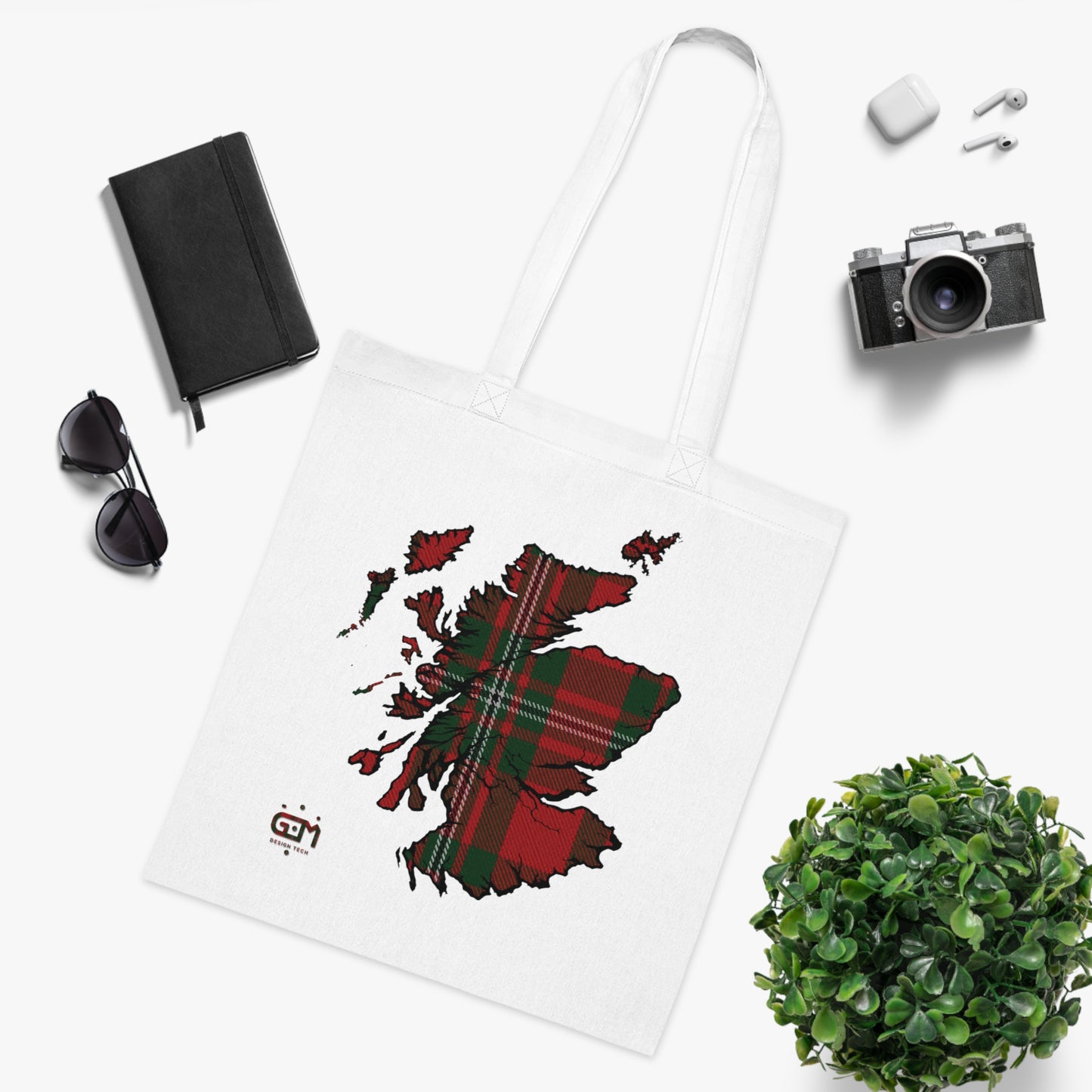 Reversible Scotland Tartan Map Cotton Tote Bag - MacGregor Tartan