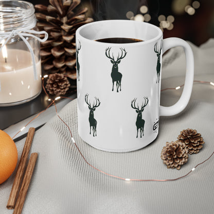 Tartan Stag Mug - Kennedy Tartan, Coffee Cup, Tea Cup, Scotland, White