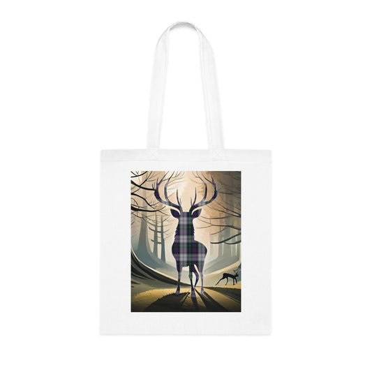 Reversible Scotland Tartan Stag Cotton Tote Bag - Argyle Dress Tartan