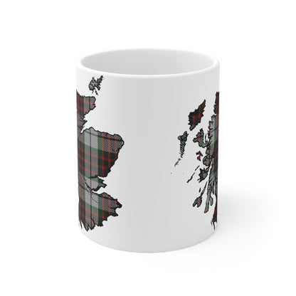 Fraser Dress Tartan Scotland Map Mug, Coffee Cup, Tea Cup, Scotland, White