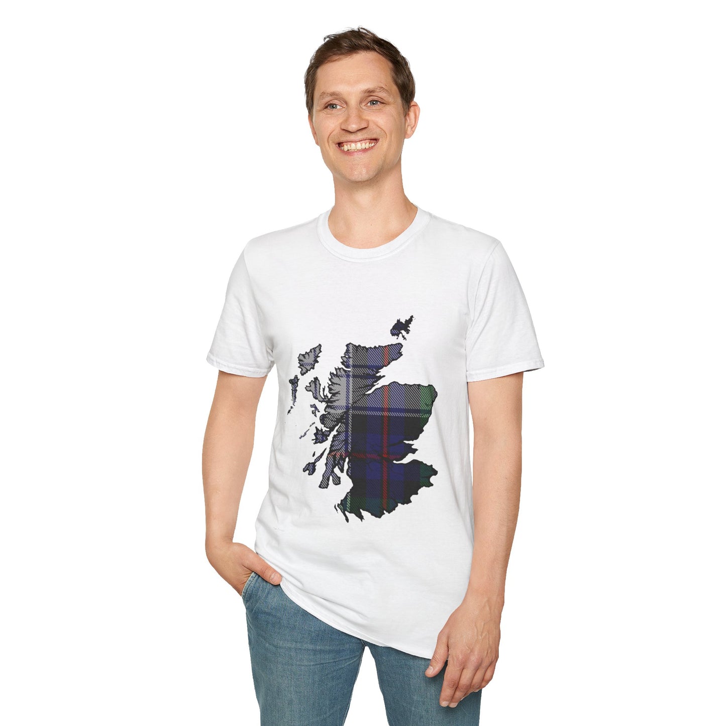 Scotland Tartan Map Softstyle Unisex T-Shirt - Argyle Dress Tartan Tee