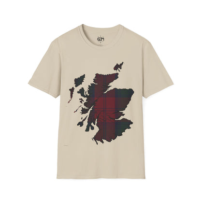 Scotland Tartan Map Softstyle Unisex T-Shirt, Lindsay Tartan, Various Colours