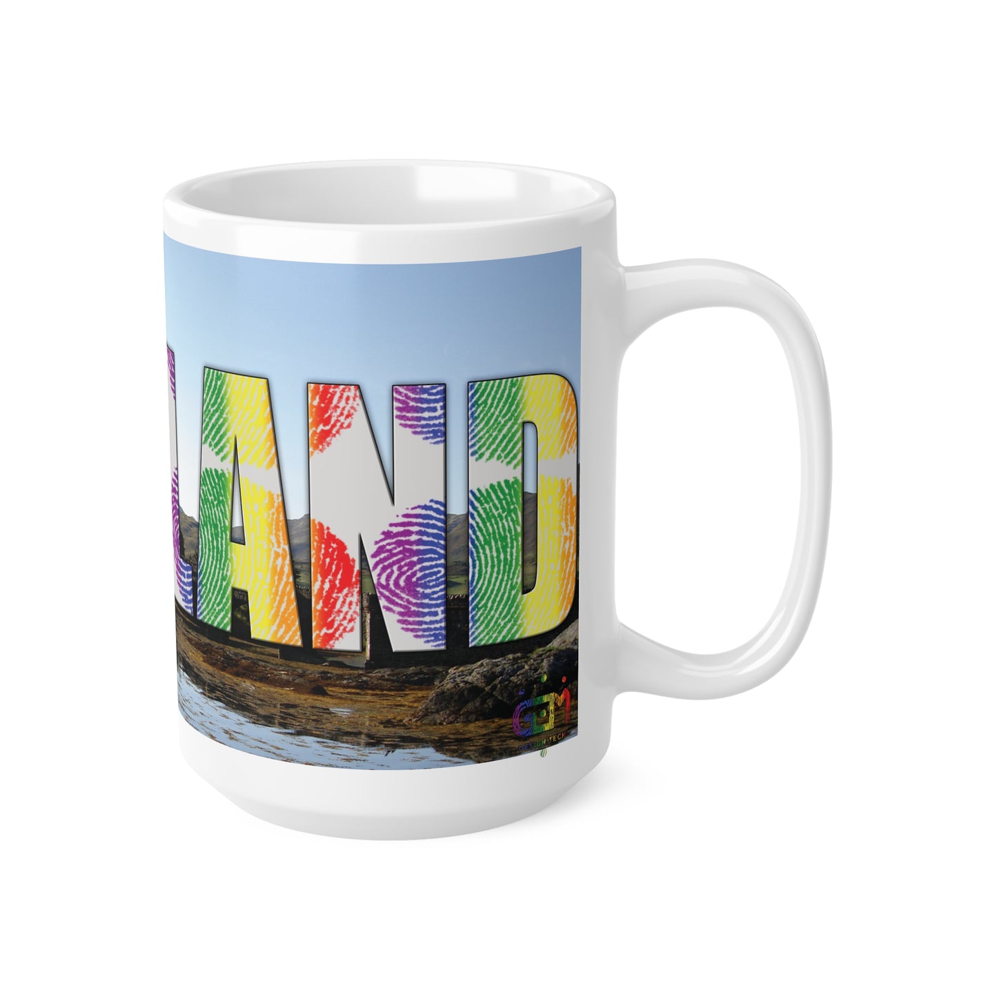 Scotland Lettering Pride Fingerprint Photo Mug, White