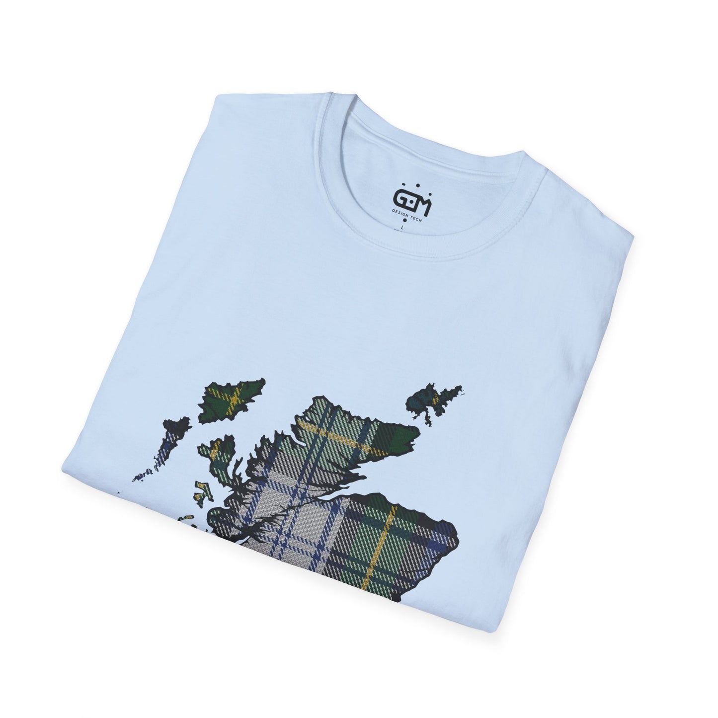 Scotland Tartan Map Softstyle Unisex T-Shirt - Gordon Dress Tartan Tee