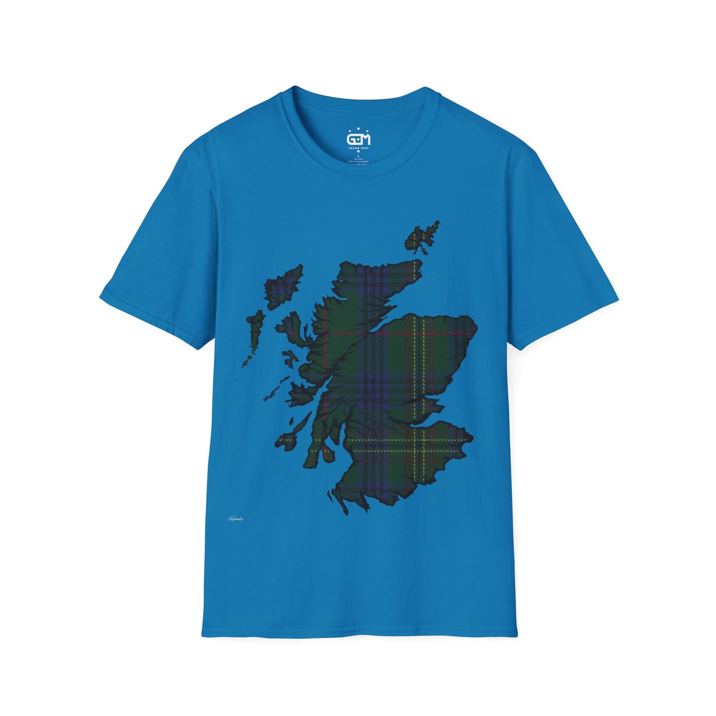 Scotland Tartan Map Softstyle Unisex T-Shirt, Kennedy Tartan, Various Colours