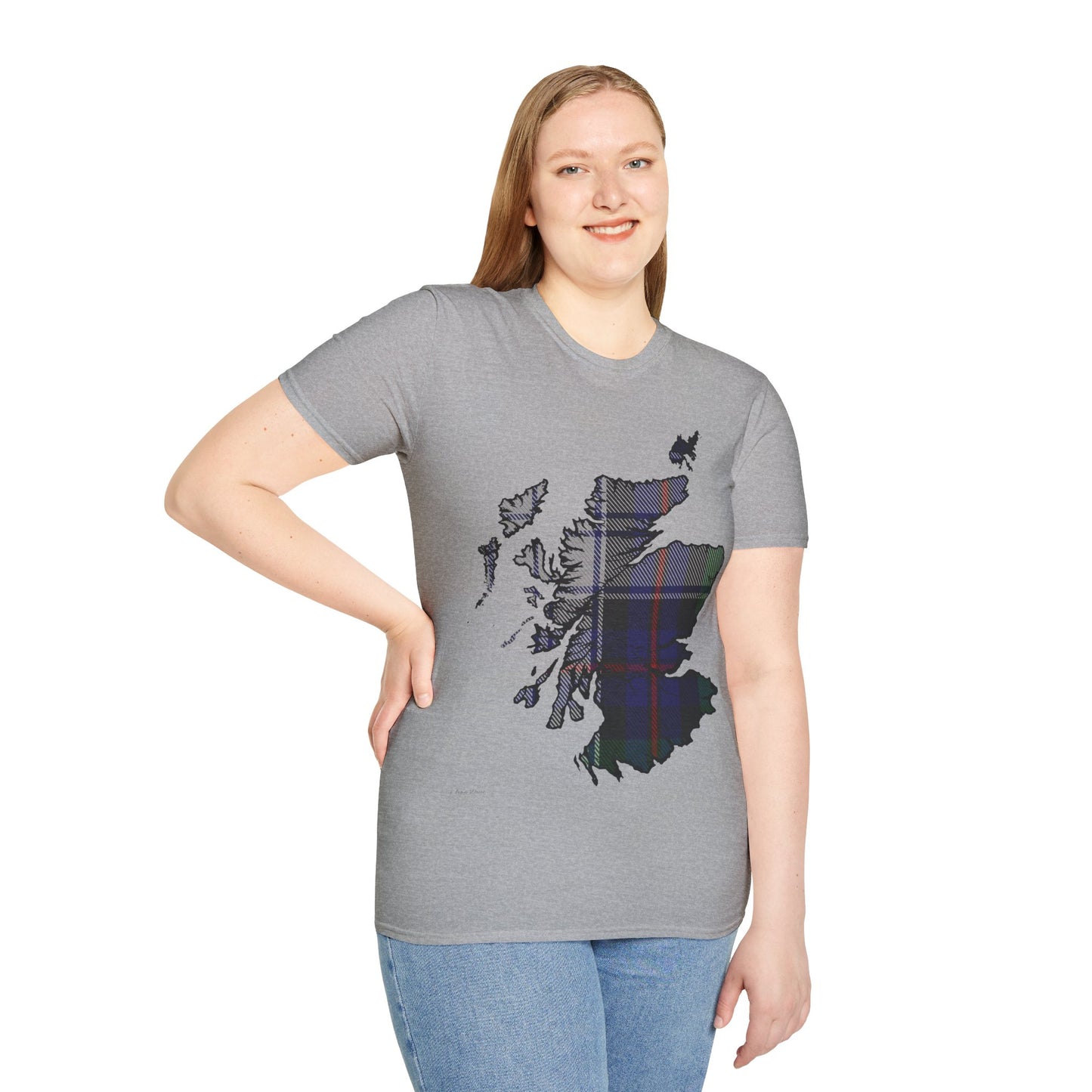 Scotland Tartan Map Softstyle Unisex T-Shirt, Argyle Dress Tartan, Various Colours