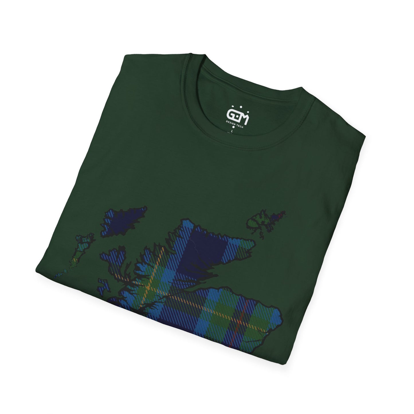 Scotland Tartan Map Softstyle Unisex T-Shirt, Miller Tartan, Various Colours