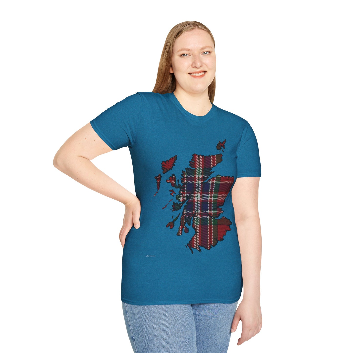 Scotland Tartan Map Softstyle Unisex T-Shirt, MacFarlane Tartan, Various Colours