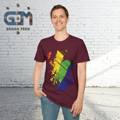 Pride Flag Clan Regions Scotland Map Unisex T-Shirt, Various Colours